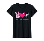 Peace Love Gymnastics Acrobatics T-Shirt - Aesthetic Graphic for Adults