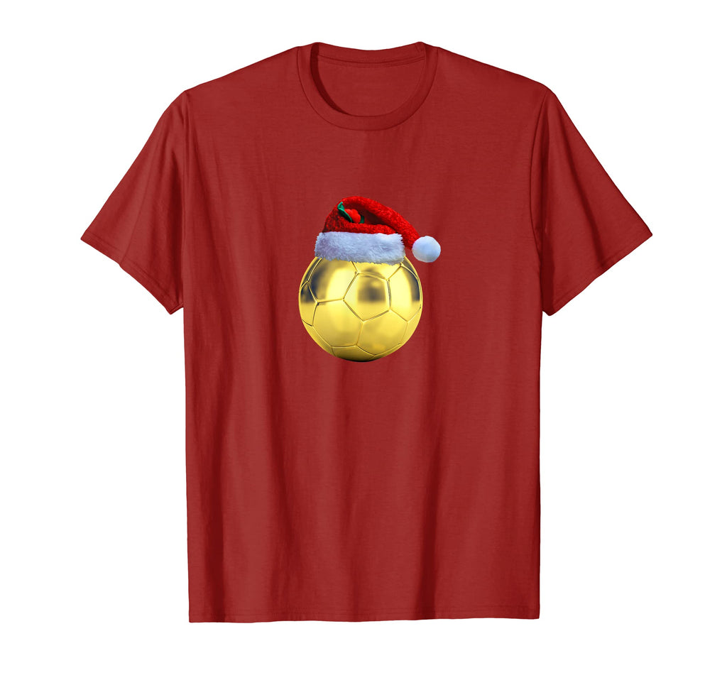 Golden Yellow Soccer Ball Santa Hat T-Shirt - Streetwear Style Unisex