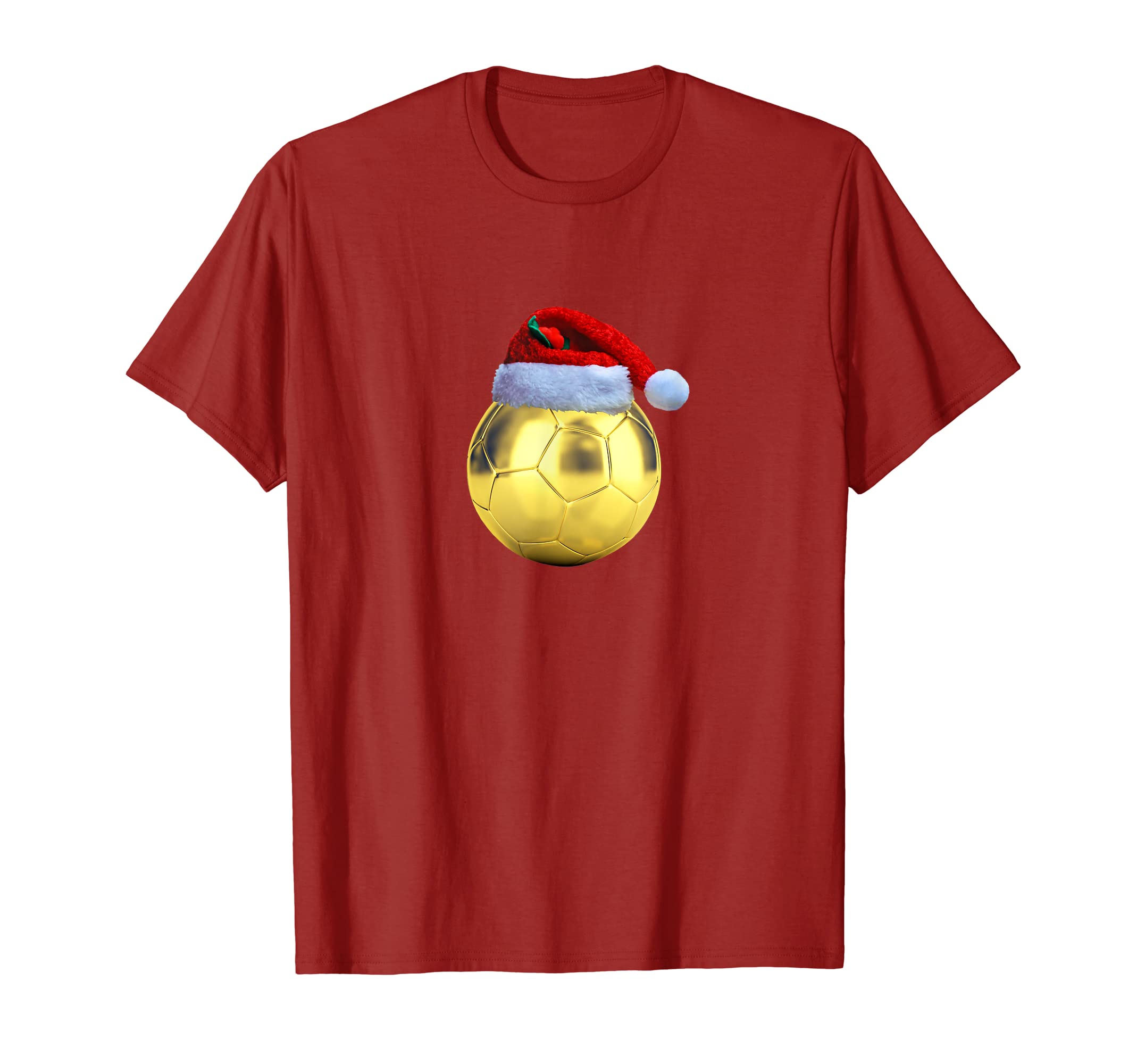Golden Yellow Soccer Ball Santa Hat T-Shirt - Streetwear Style Unisex