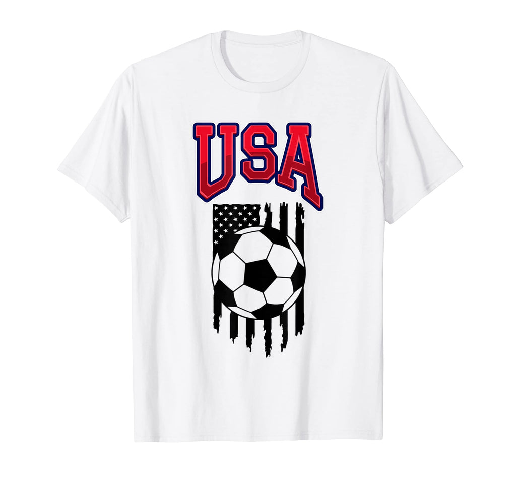 Grunge Aesthetic Usa Flag Soccer Fans T-Shirt - Graphic Print Unisex