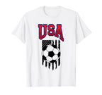 Grunge Aesthetic Usa Flag Soccer Fans T-Shirt - Graphic Print Unisex