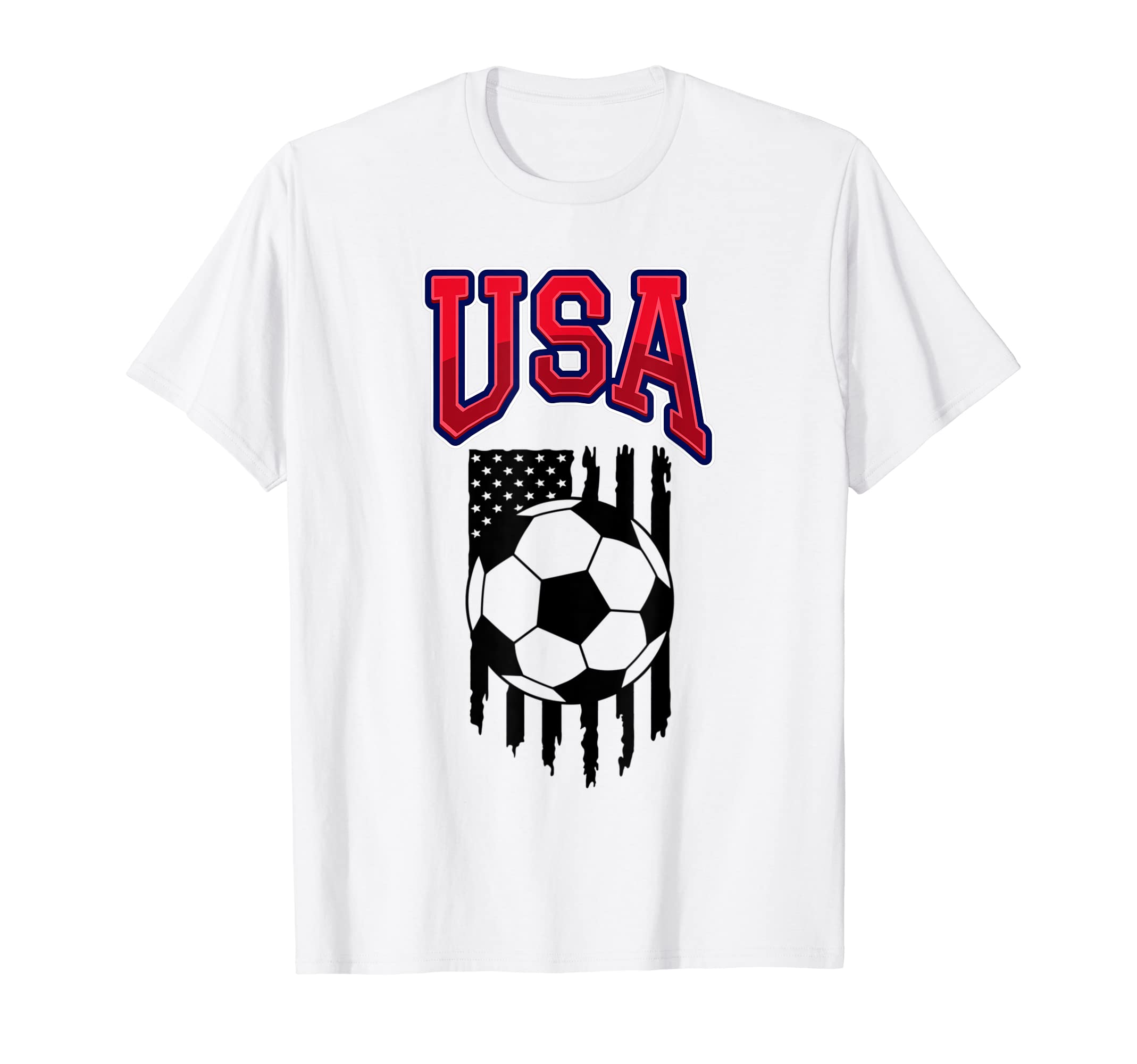 Grunge Aesthetic Usa Flag Soccer Fans T-Shirt - Graphic Print Unisex