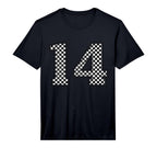 Number 14 Checkered Number T-Shirt - Streetwear Style for Adults