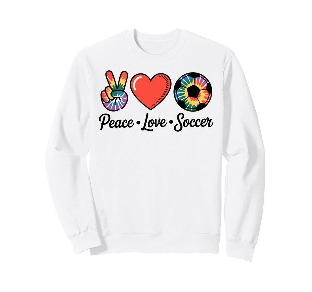 Peace Love Soccer Football Soccer Sweatshirt - Unique Graphic Unisex