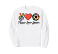 Peace Love Soccer Football Soccer Sweatshirt - Unique Graphic Unisex