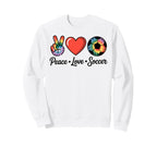 Peace Love Soccer Football Soccer Sweatshirt - Unique Graphic Unisex