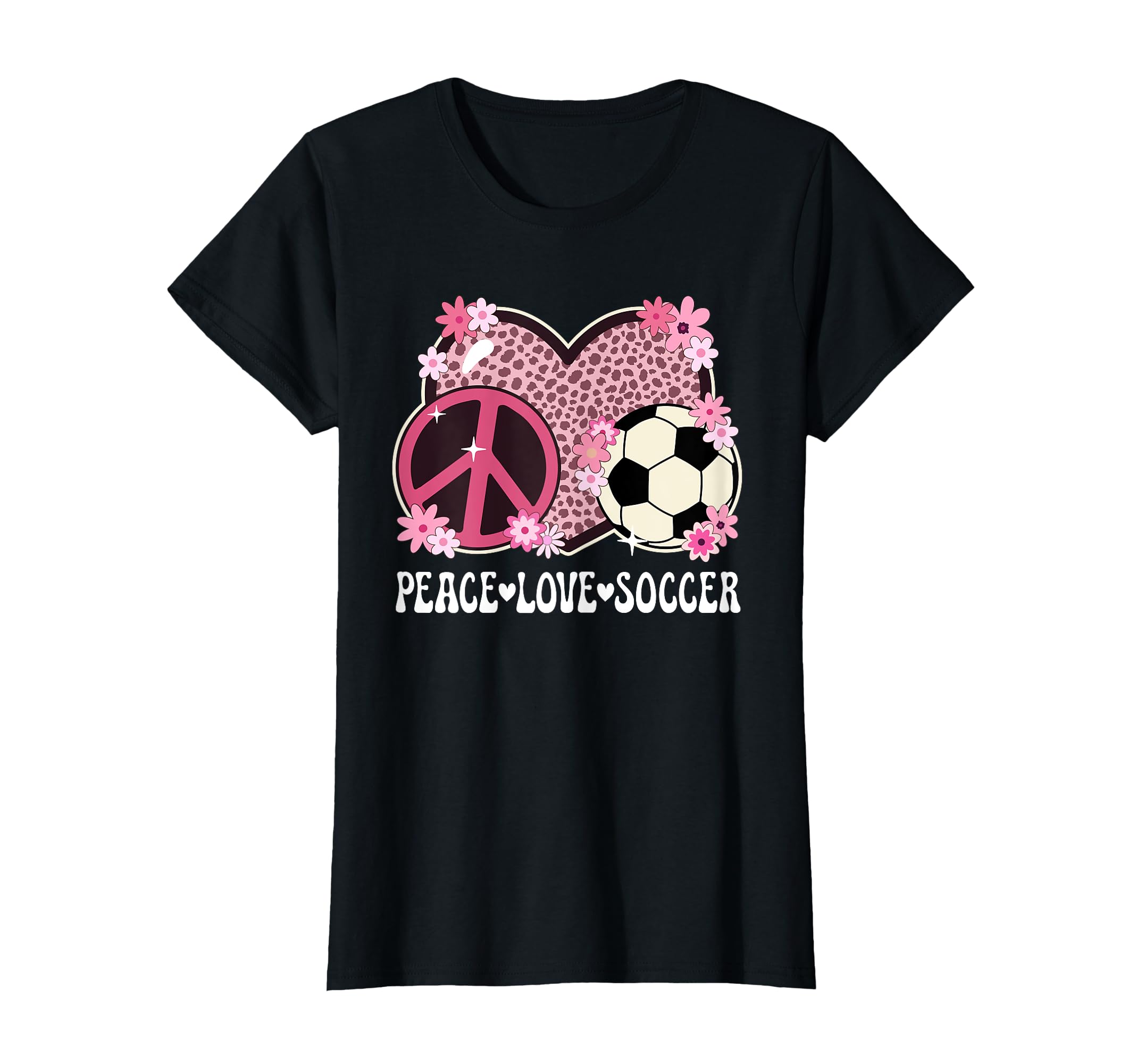 Peace Love Soccer Lover Outfit Cheetah T-Shirt - Trendy Graphic Unisex