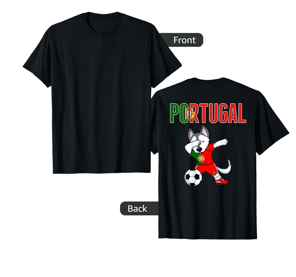 Dabbing Husky Portugal Soccer Fans T-Shirt - Aesthetic Graphic for Adults