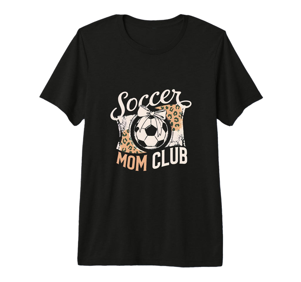 Soccer Mom Club Leopard Bow Mama T-Shirt - Fun Novelty Design for Adults