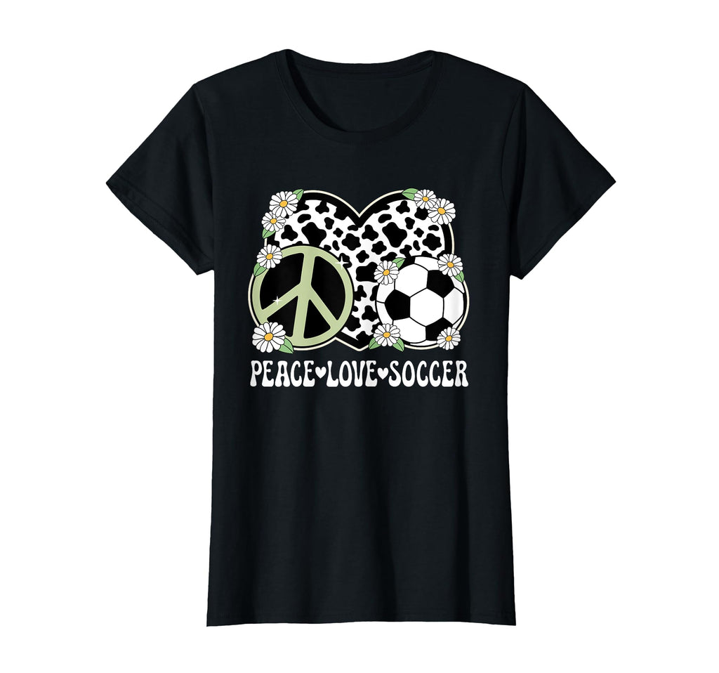 Peace Love Soccer Lover Cow Soccer T-Shirt - Minimalist Print Men Women