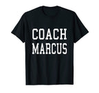 Coach Marcus Custom Football Soccer T-Shirt - Minimalist Print for Adults