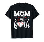 Mom Both Soccer And Baseball Sports T-Shirt - Minimalist Print Men Women
