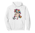 Unicorn Soccer Just Who Loves Kickin Hoodie - Trendy Graphic Men Women