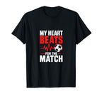 My Heart Beats Match Soccer T-Shirt - Fun Novelty Design for Adults