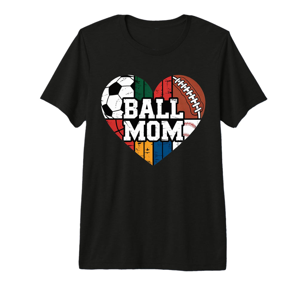 Ball Mom Heart Sports Soccer T-Shirt - Minimalist Print for Adults