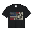 God Family Soccer Freedom Player T-Shirt - Minimalist Print for Adults