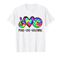 Peace Love Volleyball Player Coach Tie T-Shirt - Graphic Print for Adults