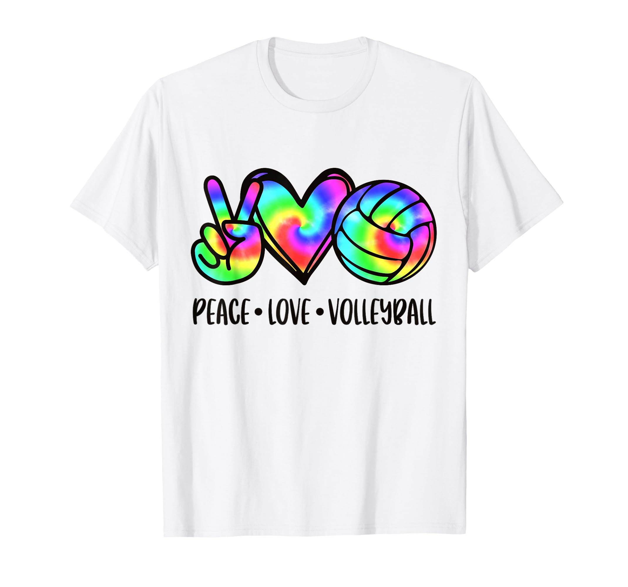 Peace Love Volleyball Player Coach Tie T-Shirt - Graphic Print for Adults