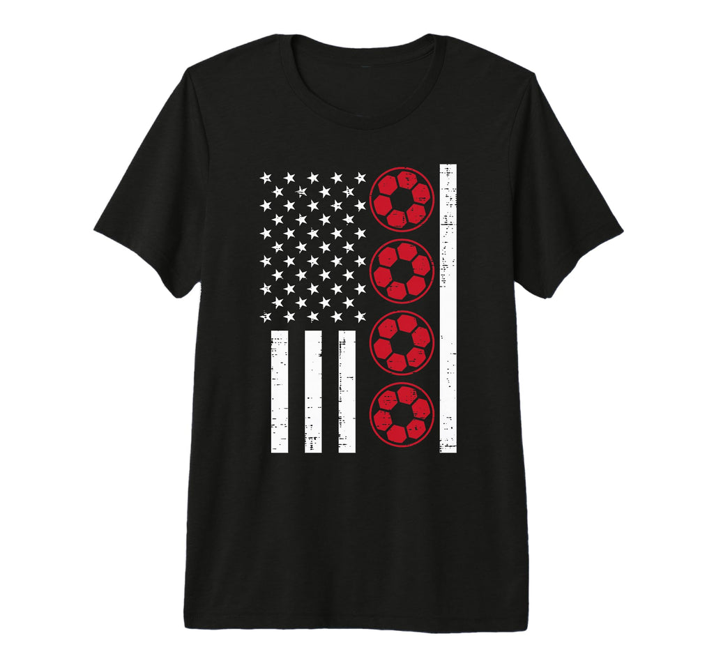 American Flag Red Soccer Balls T-Shirt - Fun Novelty Design for Adults