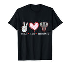 Love Peace Elephant Gifts Children T-Shirt - Trendy Graphic Men Women
