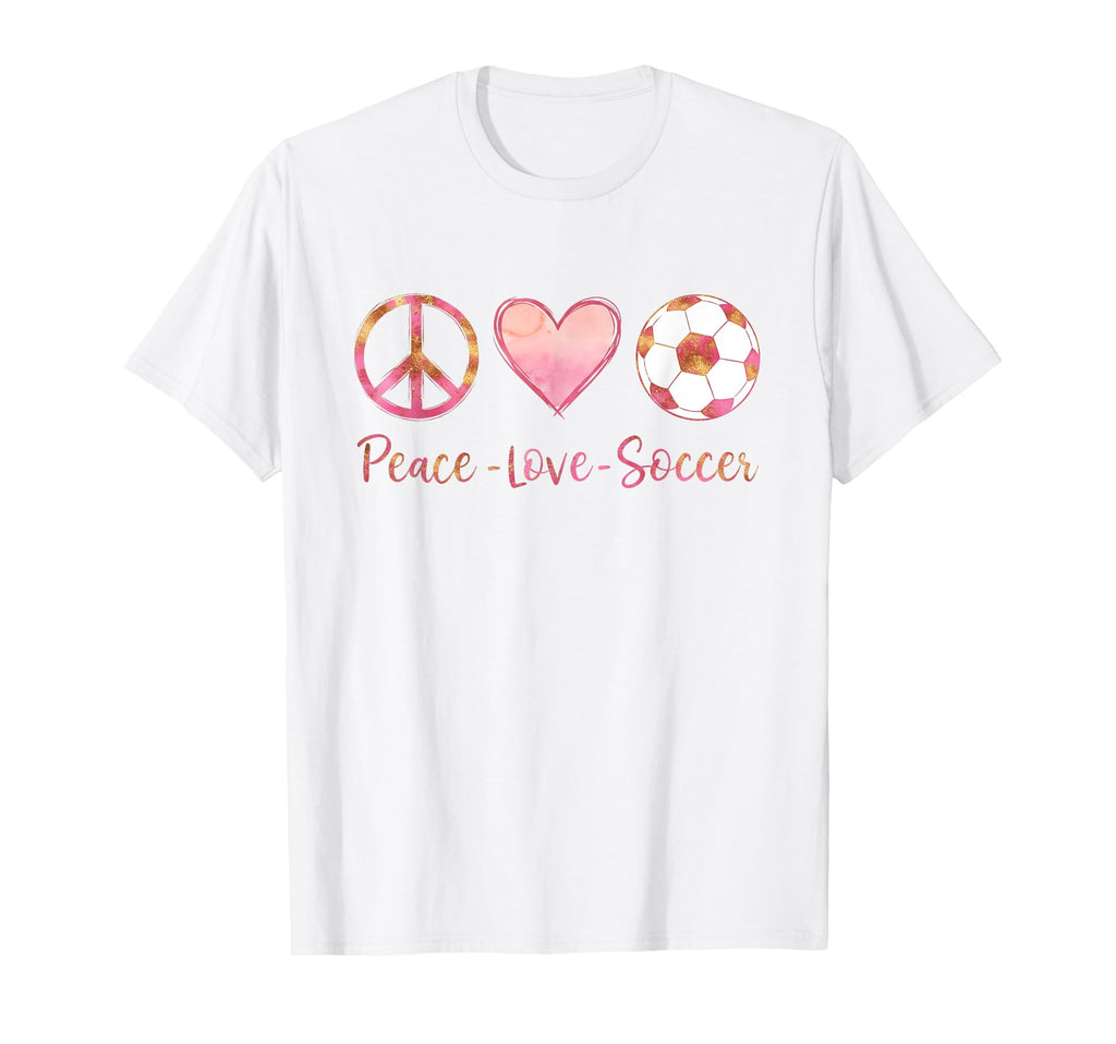 Peace Love Soccer Teen T-Shirt - Aesthetic Graphic for Adults