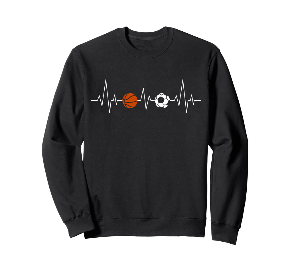Soccer Basketball Heartbeat Funny Sweatshirt - Novelty Apparel Men Women