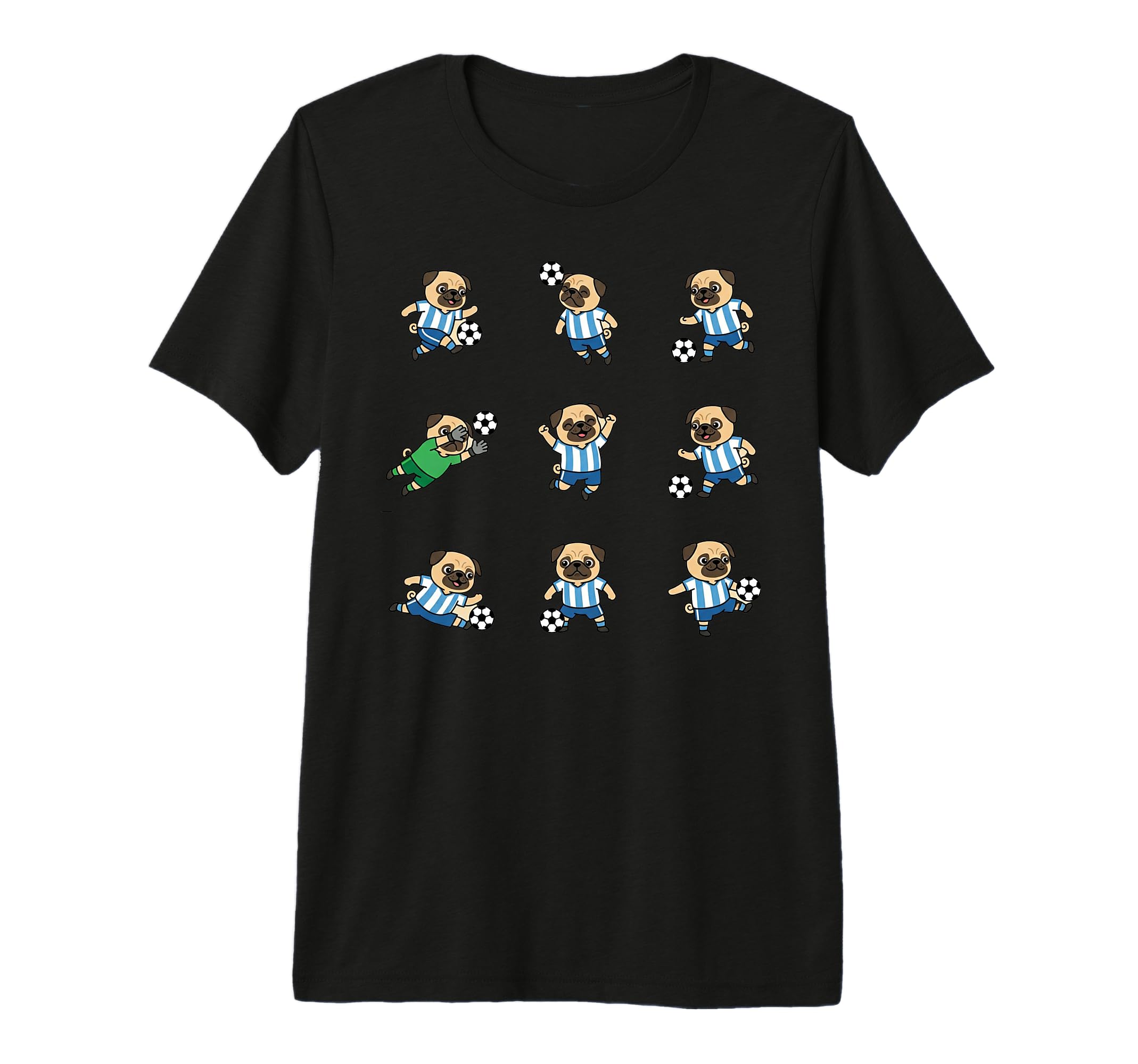 Pug Soccer Player Funny Dog Football T-Shirt - Unique Graphic Men Women