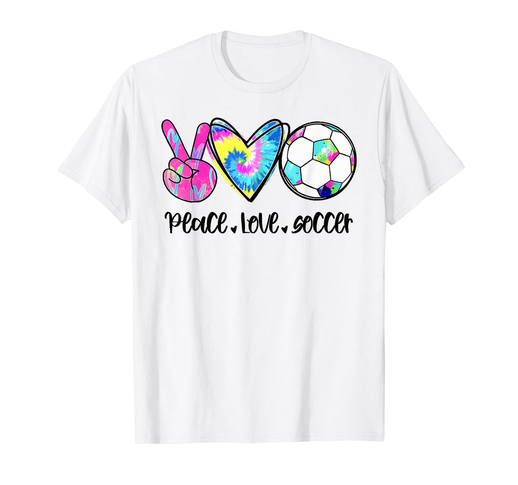 Peace Love Soccer Tie Dye Soccer T-Shirt - Minimalist Print Men Women