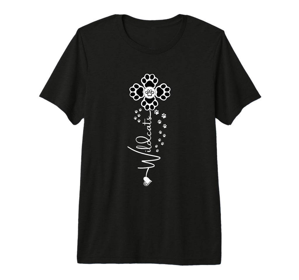Wildcats Flower Sports Fan Team Spirit T-Shirt - Trendy Graphic Men Women