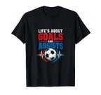 Life Goals Assists Soccer Heartbeat Fan T-Shirt - Custom Art Print Unisex
