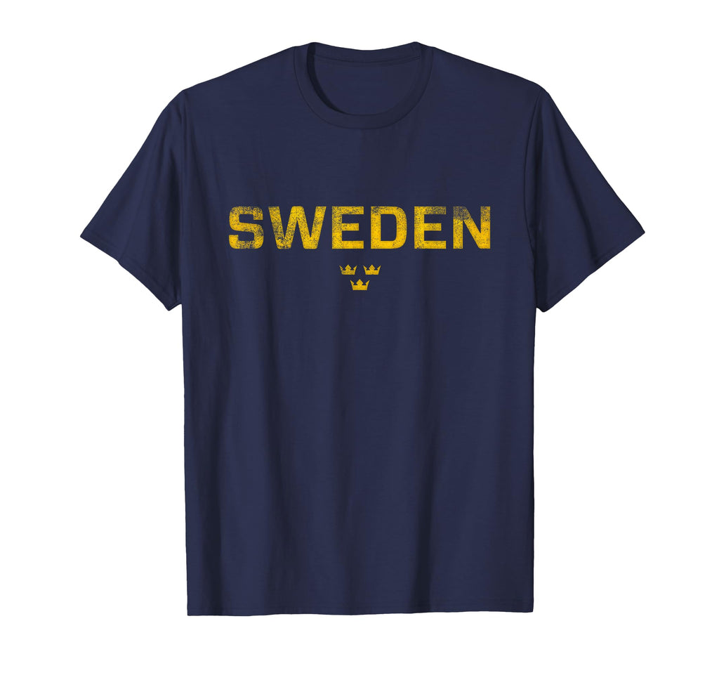 Sweden Sverige Sports Distressed T-Shirt - Novelty Apparel Unisex