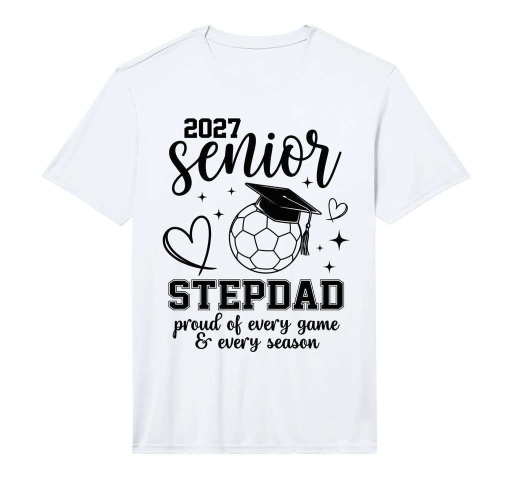 2027 Senior Soccer Stepdad Proud T-Shirt - Aesthetic Graphic for Adults