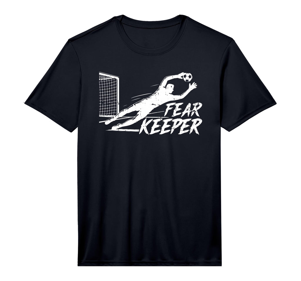Mens Fear Keeper Soccer Goalie T-Shirt - Minimalist Print for Adults