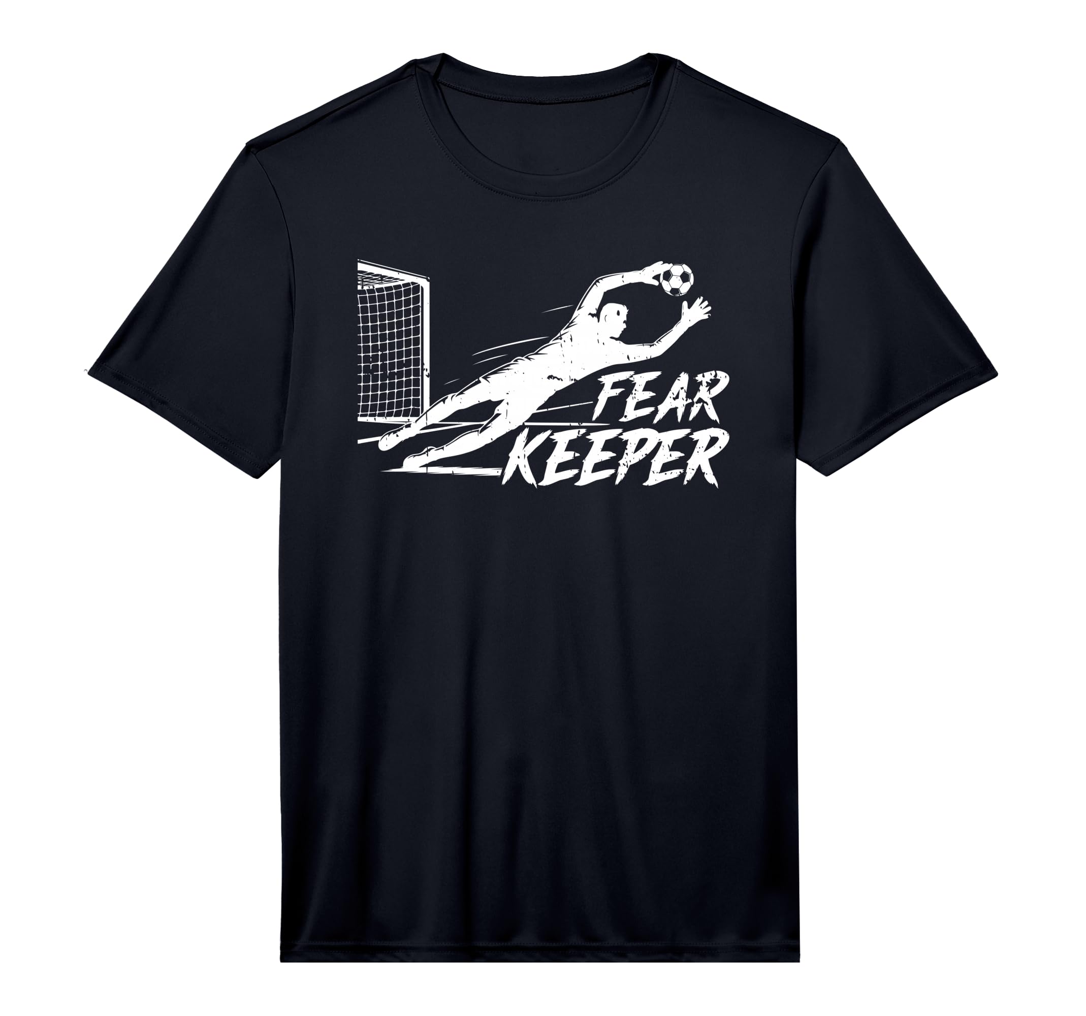Mens Fear Keeper Soccer Goalie T-Shirt - Minimalist Print for Adults