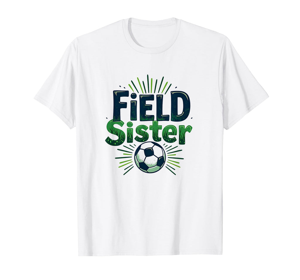 Field Sister Soccer Sibling Pride T-Shirt - Fun Novelty Design Unisex