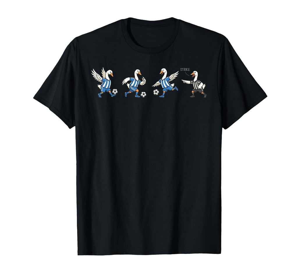 Funny Goose Soccer Geese Playing Soccer T-Shirt - Fun Novelty Design Unisex