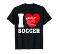 I Love Soccer Heart Sports Player T-Shirt - Novelty Apparel for Adults