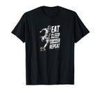 Funny Eat Sleep Soccer Repeat Soccer T-Shirt - Minimalist Print for Adults