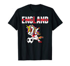 Dabbing Unicorn England Soccer Fans T-Shirt - Fun Novelty Design Unisex