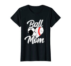 Womens Ball Mom Heart Funny Baseball T-Shirt - Custom Art Print Unisex
