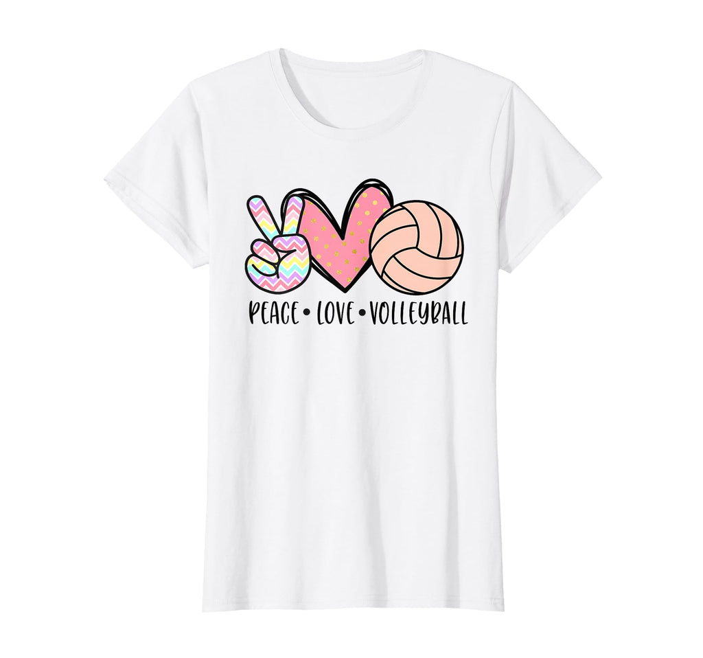 Peace Love Volleyball Pastel Teen Tween T-Shirt - Fun Novelty Design Unisex