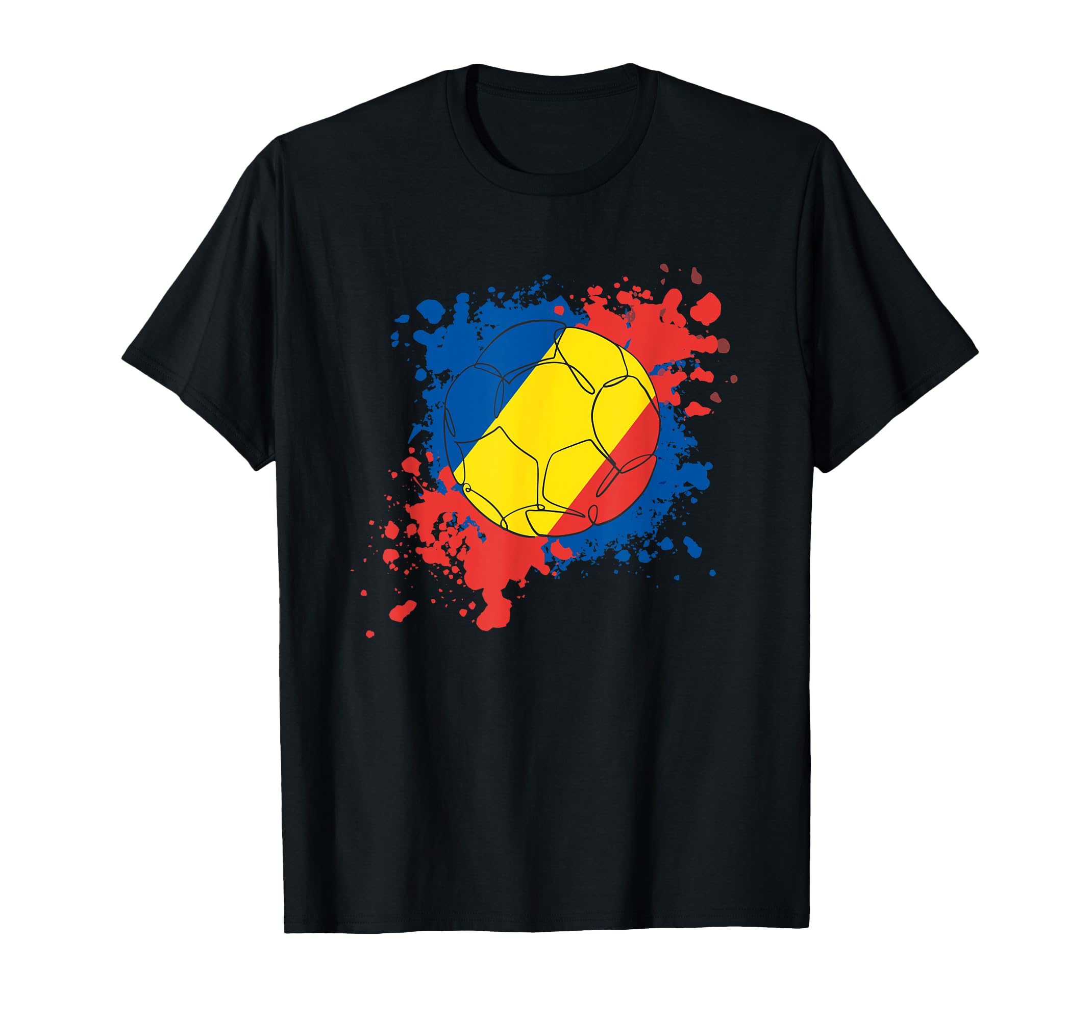 Soccer Ball Flag Romania T-Shirt - Novelty Apparel Unisex