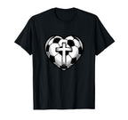 Soccer Ball Heart Christian Faith Cross T-Shirt - Novelty Apparel Men Women