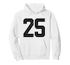 25 White Number 25 Sports Fan Soccer Hoodie - Minimalist Print for Adults