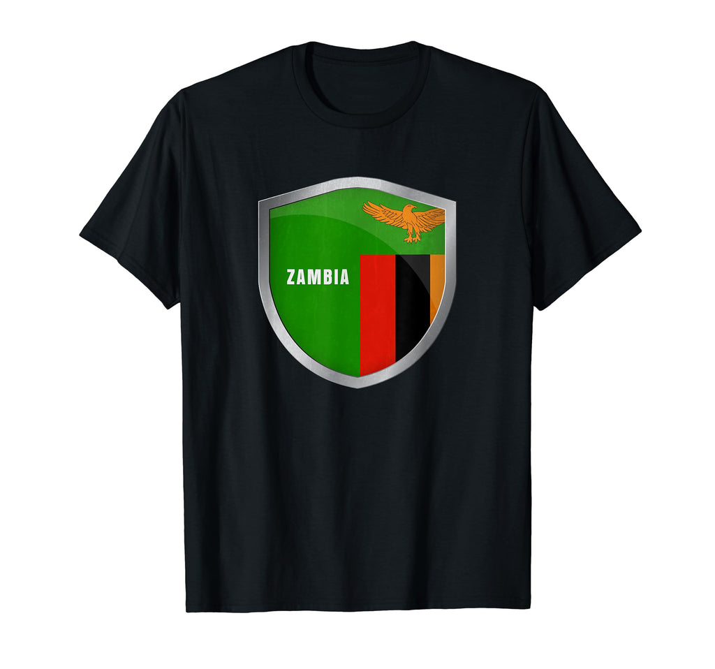 Zambia Flag Badge Soccer Fans T-Shirt - Fun Novelty Design Men Women