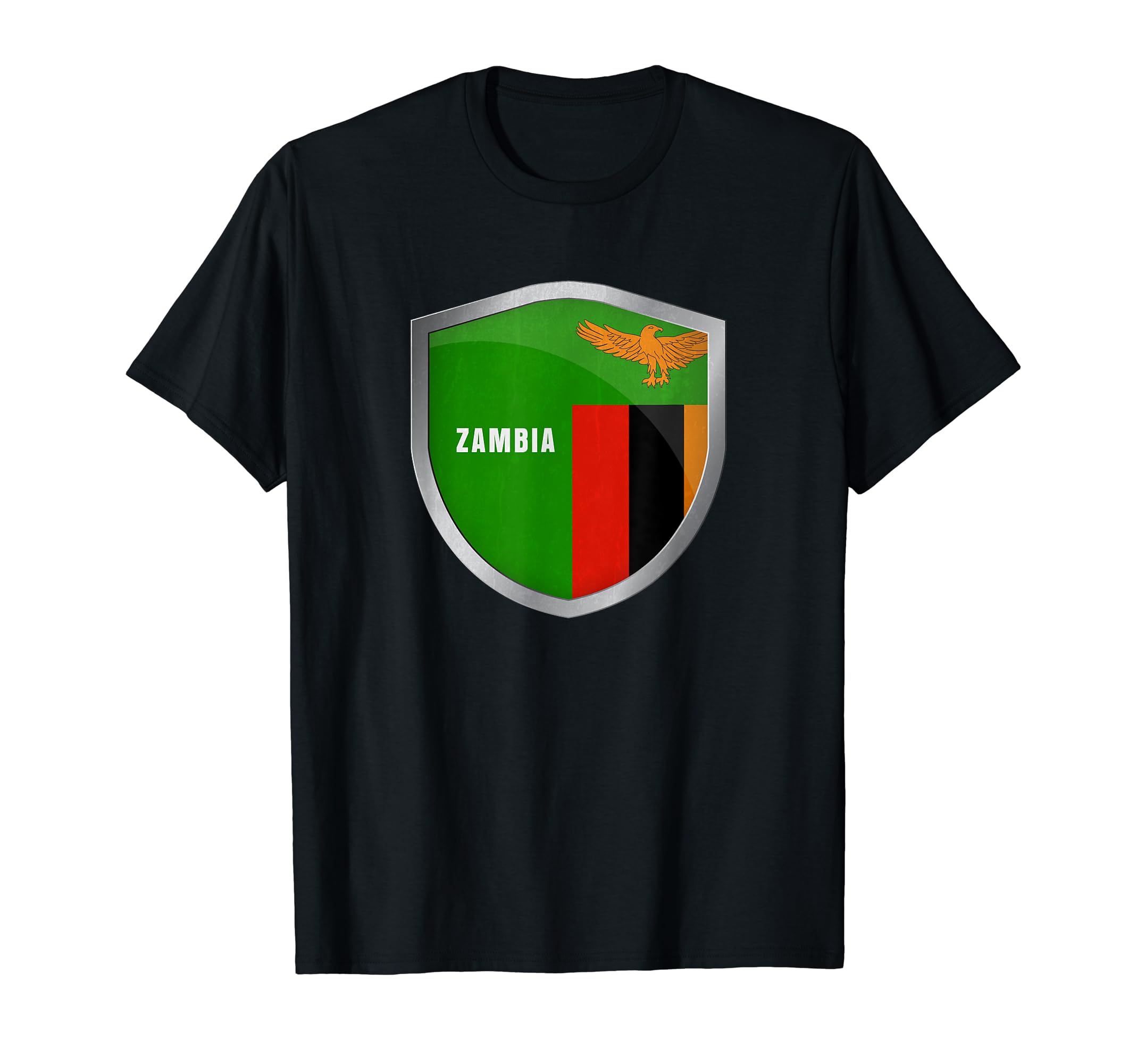 Zambia Flag Badge Soccer Fans T-Shirt - Fun Novelty Design Men Women
