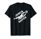 Jesus Saves Soccer Goalie T-Shirt - Trendy Graphic Unisex
