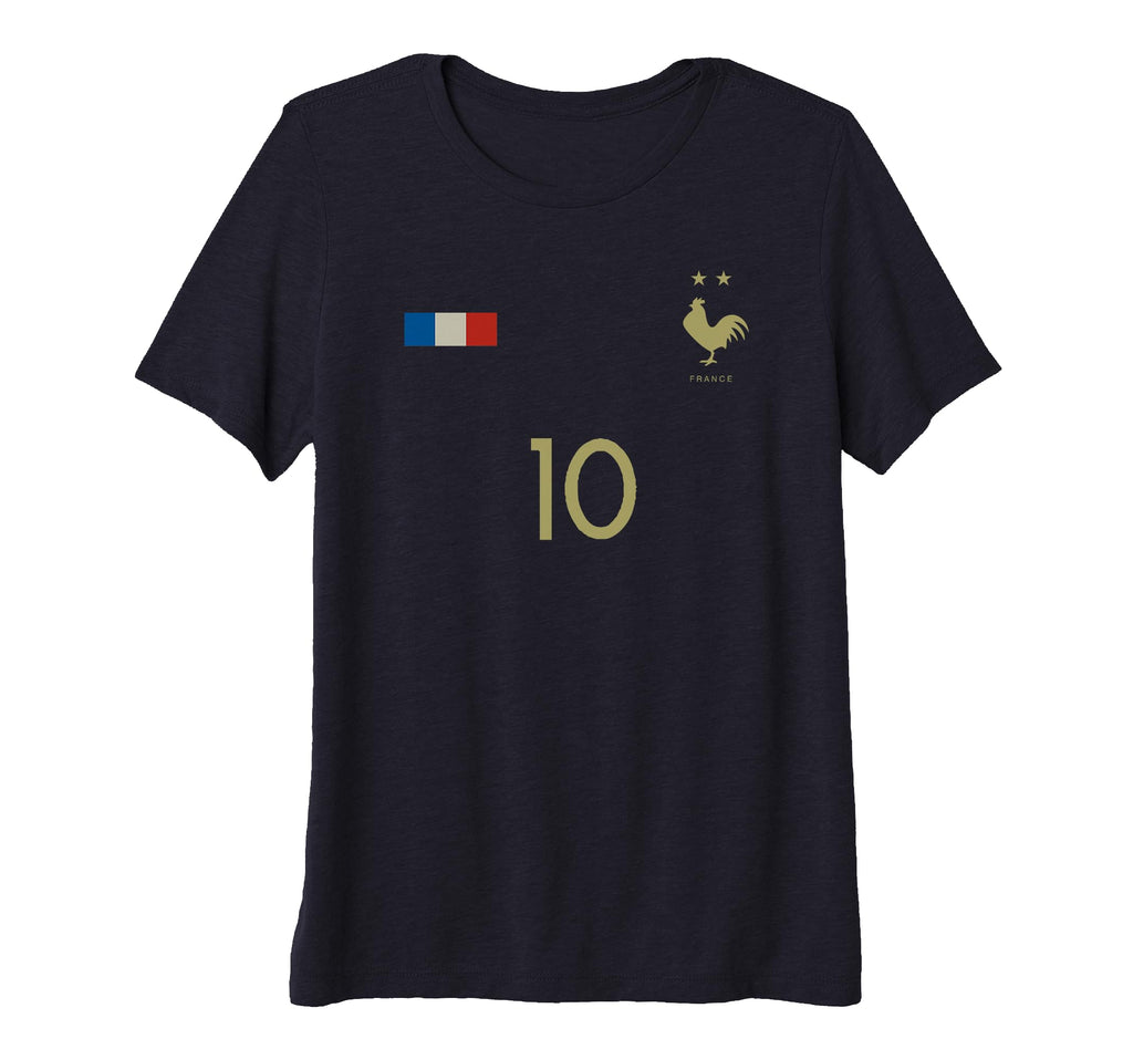 France Number 10 French Soccer T-Shirt - Novelty Apparel for Adults