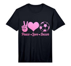 Soccer Player Peace Love Soccer Player T-Shirt - Aesthetic Graphic Unisex