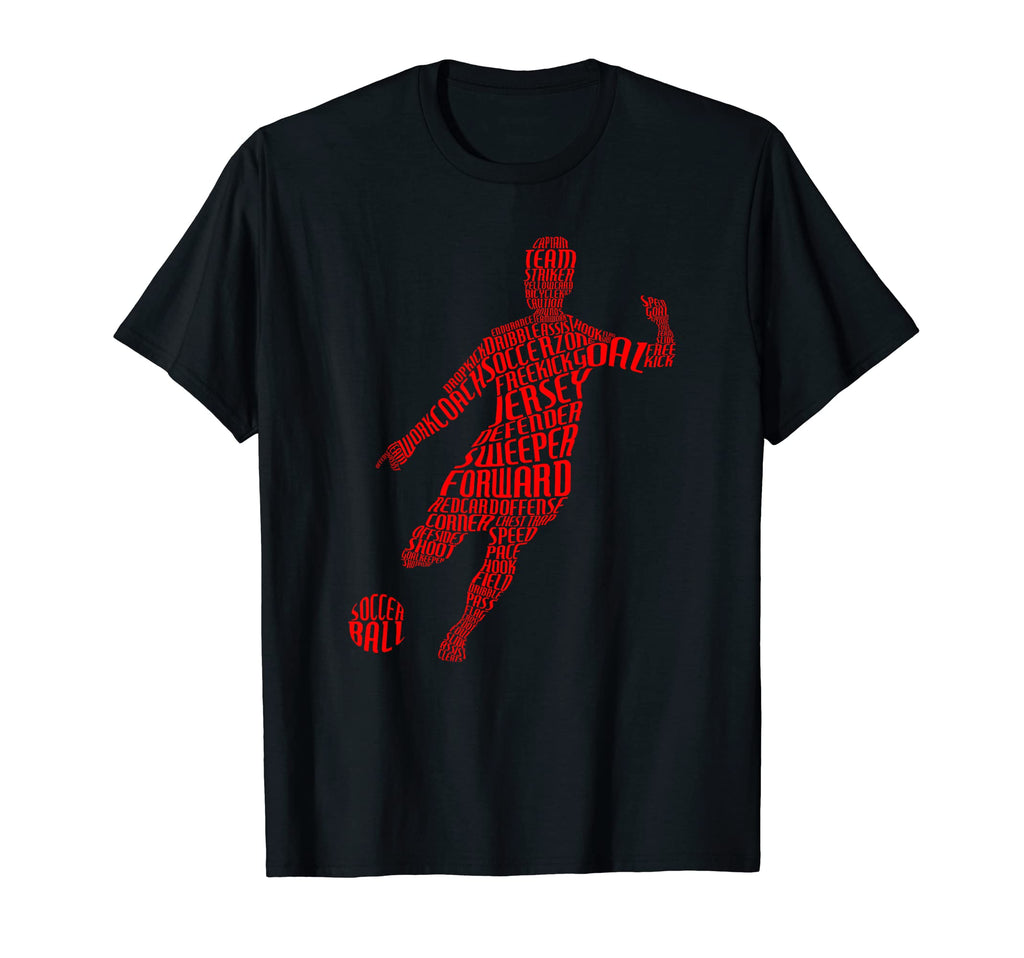 Soccer Player Typography Word Art T-Shirt - Custom Art Print Men Women